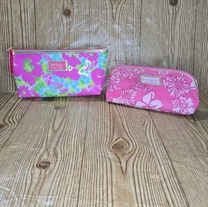 Lilly Pulitzer Estée Lauder Floral Cosmetic Make‎ Up Bags Lot Of 2